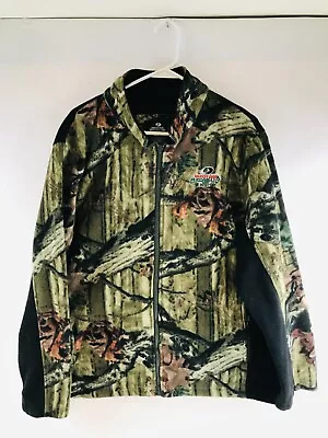 Mossy Oak Break Up Infinity Jacket Men's XL Black Green Camo Full Zip Fleece • $19.24