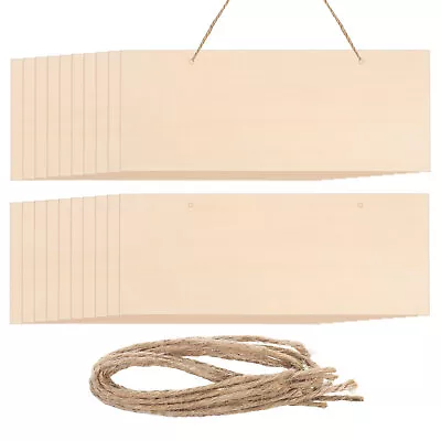 Hanging Wood Sign With Rope 10 X4  Blank Rectangle Wooden For DIY 20pcs • $42.80