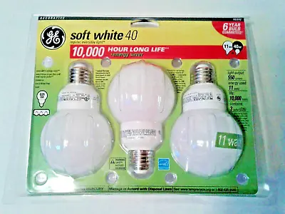 Globe Light Bulbs Bathroom Vanity 3 Pack Round 40 Watt Energy Saver G25 Equiv • $22.99