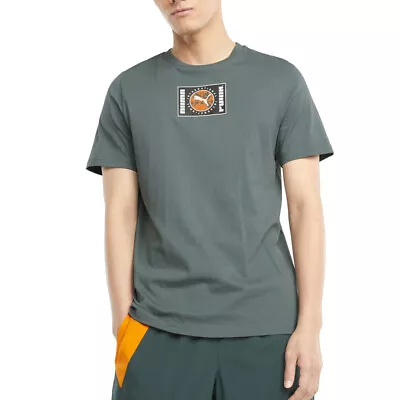 Puma Intl Graphic Crew Neck Short Sleeve T-Shirt Mens Green Casual Tops 531548-6 • $9.99