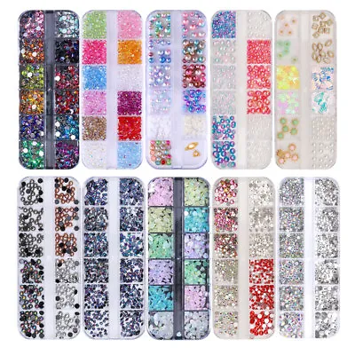 3D Nail Rhinestones Acrylic UV Gel Tips Stickers Jewelry Storage Box Decors • $1.42