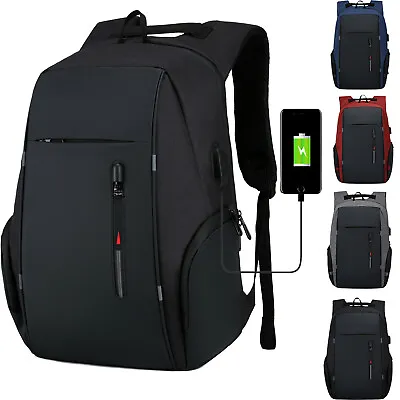 Men Women Boy Laptop Backpack Waterproof USB Rucksack Travel School Shoulder Bag • £14.99