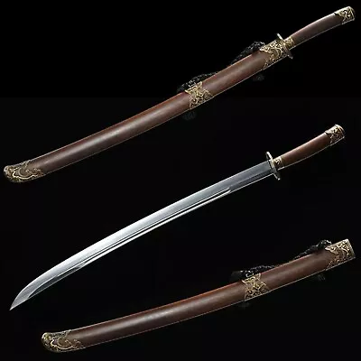 Handmade Chinese Dao 1095 Steel Battle Sword Saber Brass Fittings Sharp Cut • $274.99