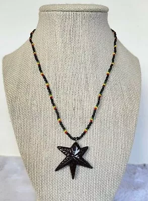 Marijuana Leaf Necklace Rasta Pendant Wood Beaded Necklace Cannabis Weed Pot • $12.99