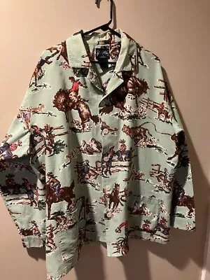 Nick & Nora Cowboy Pajama Top Vintage 90s Kurt Cobain Flannel Western Men XL • $190