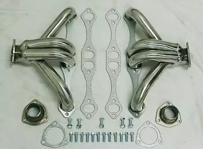 Small Block Chevy Polished Stainless Shorty Hugger Headers Street Rod SBC 350 • $134.87