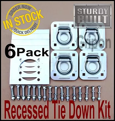 36PCS Recessed Tie Down D Rings Pan With Plate Trailer Van Anchor Truck Cargo  • $55.96