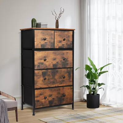 Levede Storage Cabinet Tower Chest Of Drawers Dresser Tallboy 5 Drawers Retro • $79.99