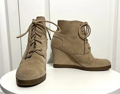 Michael Kors Beige Suede Wedge Ankle Boots Size 7 • $35