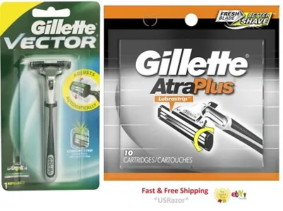 11 Gillette Atra Plus Razor Blades Refill Cartridge Vector Shaver Handle Unboxed • $17.99