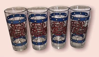 Pepsi-Cola Vintage Stained Glass Set Of 4 Glasses • $24.87