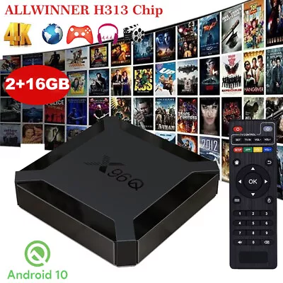 NEW X96Q Android 10.0 TV Box 2GB 16GB Quad Core HD 4K HDMI WIFI Media Player UK • £24.95