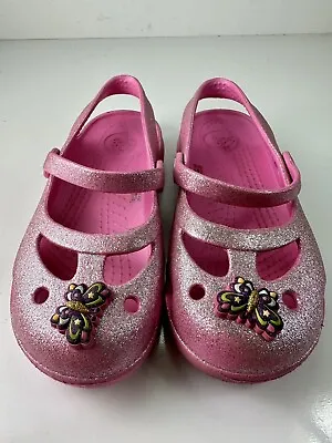 £19.53 • Buy Crocs Shayna Hi Glitter Pink Mary Jane Shoes Sandals Girls Kids Size 12
