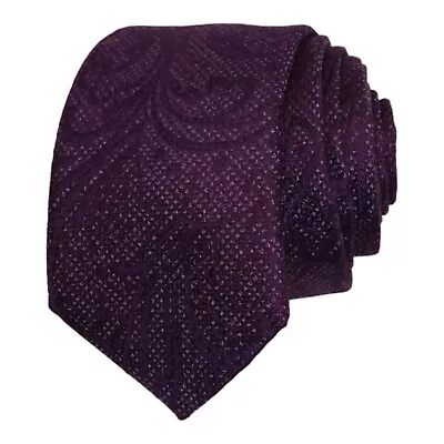 CALIBRATE Mens Slim Tie 2.5 Silk Purple Paisley Dress Suit Narrow Skinny Necktie • $13.39