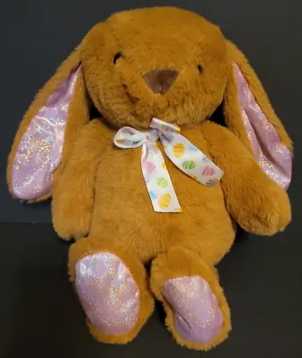 Dan Dee Brown Rabbit Easter Egg Ribbon Sparkly Pink Long Ears 2021 Plush Bunny • $12