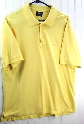 IZOD Men's Silk Wash Yellow S/Sleeve Polo Large 100% Cotton 3-Button Collared • $9.99