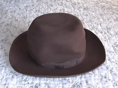 VINTAGE 1940's WRIGHT ATOMIC BROWN FELT FEDORA HAT NEW OLD STORE STOCK • $29.99