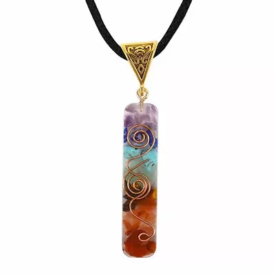 Natural Stone 7 Chakra Orgone Energy Generator Heal Pendant Copper Coil Necklace • $6.99