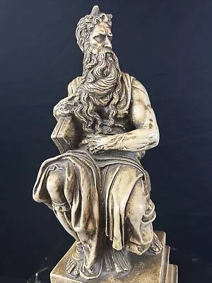 Large 13  A. Santini Michelangelo Horned MOSES Sculpture W/ 10 Commandments • $68.95