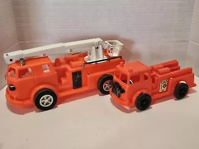 Two Vintage Processed Plastic Fire Trucks • $9.99