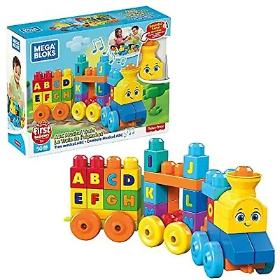 Mega Bloks First Builders ABC Musical Train 50pc. Big Building Block Toddler Toy • $49.32