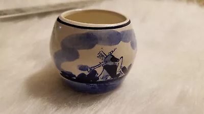 Vintage Delft Rare Mini Vase Blue White Windmill Scene Holland 1-1/2 By 2 • $16.99