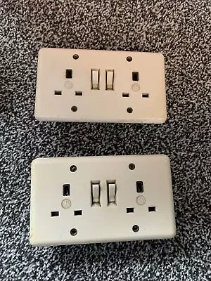 2 XVintage Mk Double Plug Socket Switched 1960s Off  White 13 Amp Mid Cen Toggle • £22