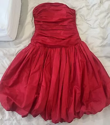 Vicky Tiel  Dress Red Silk Strapless Size8 • $49