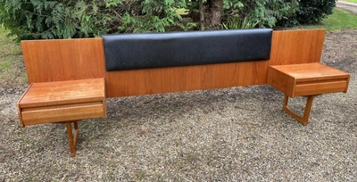 £50 • Buy William Lawrence Teak Double Headboard Bedside 1960s Retro NEEDS TLC!