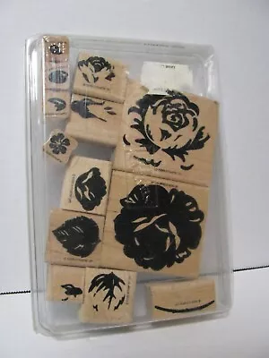 Stampin Up Cottage Rose Set Of 12 Wood Rubber Stamps Retired Vintage 1999 • $17.99