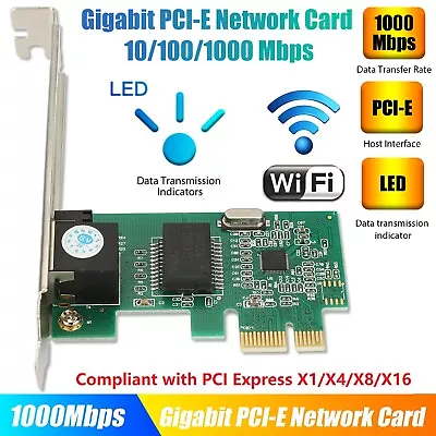 Gigabit Ethernet LAN PCI-E PCI Express Network Controller Card 10/100/1000 Mbps • $10.48