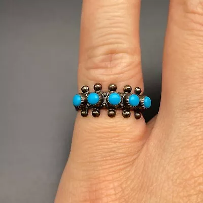 Vintage Southwestern Turquoise Sterling Silver Ring Size 5 • $65