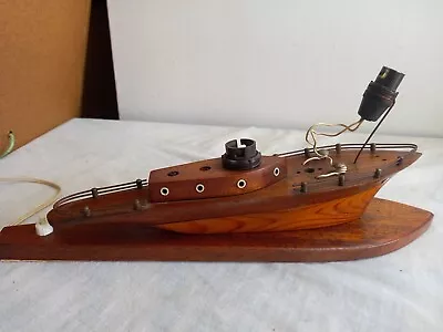 Vintage Art Deco Maritime Wooden Sail Boat Shaped Table Lamp Spares Repair  • $18.64