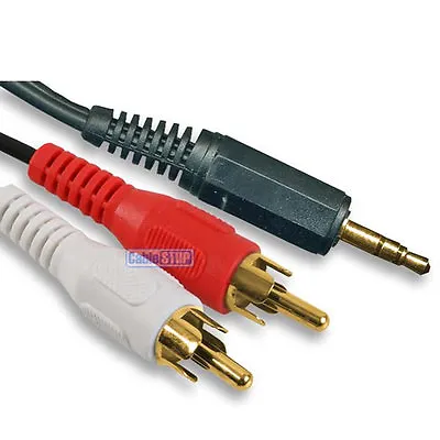 3M Gold 3.5mm Mini Headphone Jack Stereo To 2 X RCA Phono Red White Audio Lead • £3.95