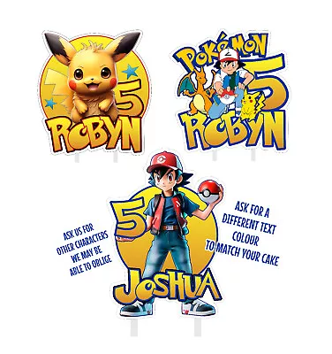 POKEMON Cake Topper PERSONALISED VIBRANT Pikachu - 2 LAYERS Of 300gsm Cardstock • £11