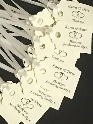 £2.45 • Buy 20 Personalised Heart Cross Wedding Christening Favour Gift Tags Labels + Ties