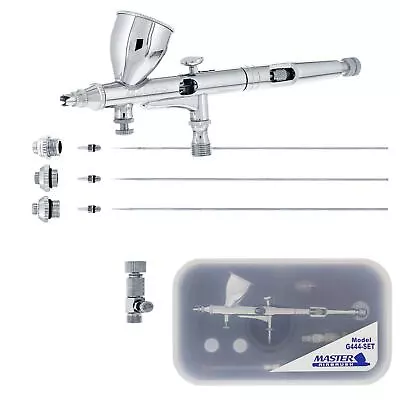 3 Tip MASTER G444 Dual-Action Gravity AIRBRUSH PRO SET KIT Hobby Auto Paint Cake • $49.99