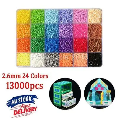 13000Pcs 2.6mm Colorful Hama Fuse Beads Set For Kids DIY Handmaking Toy 24 Color • $18.85