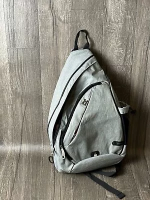 Sling Bag Backpack Urban Canvas Travel Crossbody Multi Zip Large Space-  Gray • $33.89