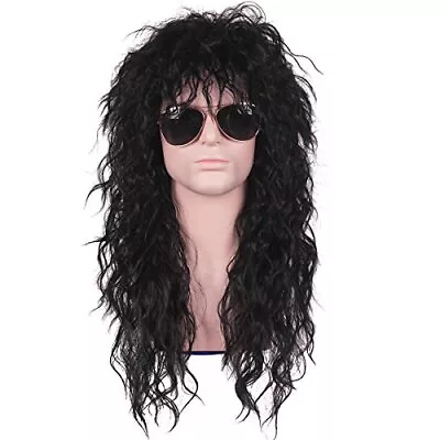 Long Curly 80s Men Fashion Smart Rocker Style Wig • $29.12