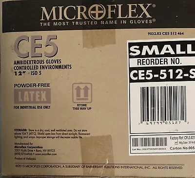 5 Packs Micro Flex CE5 12” 2-Large 3- Medium Controlled Environment Gloves • $50