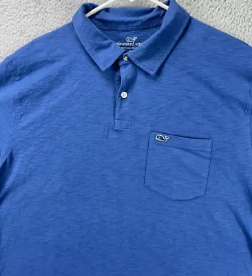 Vineyard Vines Shirt Adult XL Moonshine Blue Slub Jersey Polo Rugby Mens NEW A22 • $38