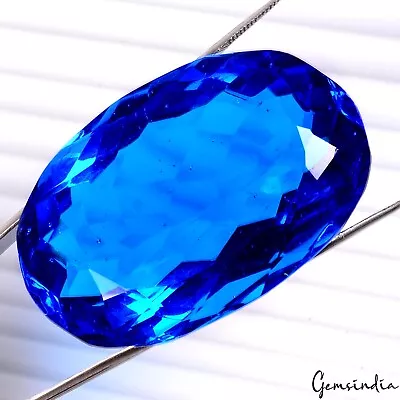 191.50 Ct Hydro Blue Sapphire Huge Oval Cut Sparkling Loose Gemstone For Pendant • $24.99