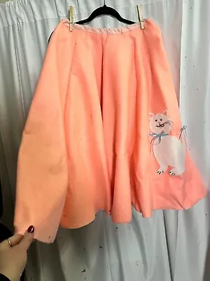 Vintage Handmade Pink Felt Poodle Skirt 50's Costume Sock Hop Cat Size S-M • $29.99