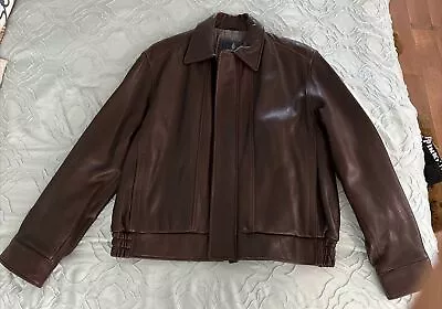 London Fog Brown Mens Soft Leather Jacket Like New Never Worn Size Large • $64.99