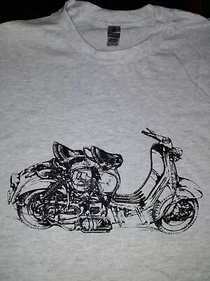 Vintage Style Scooter T-shirt Grey Xxl Heavy Cotton New Lambretta Vespa Mod Ska • £9.99