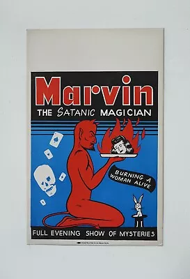 Vintage Original Magician Poster Marvin (Woodrow Alvin Platt). Marvin The Satani • $585