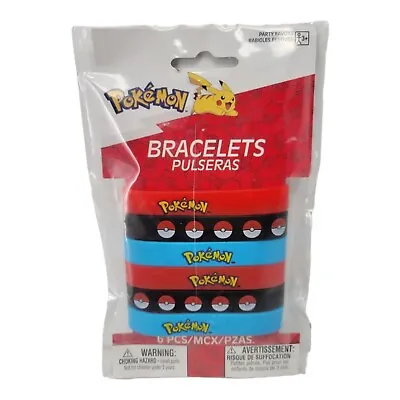 Pokemon Bracelets Pulseras 6 PCS Party Favor Rubber Elastic Wristbands 398750 • $11.95
