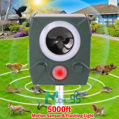 Solar Ultrasonic Animal Repeller Cat Dogs Deer Fox SkunkSquirrels Repellent • $13.69