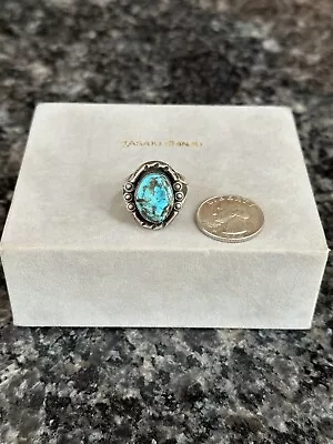 Vintage Old Native American Sterling Silver Turquoise Handmade Ring Size 10 • $85